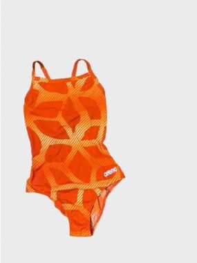 Arena Orange Geometric One-Piece Swimsuit